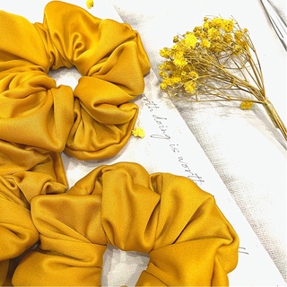 Dây buộc tóc cột tóc Scrunchies cotton màu vàng golden