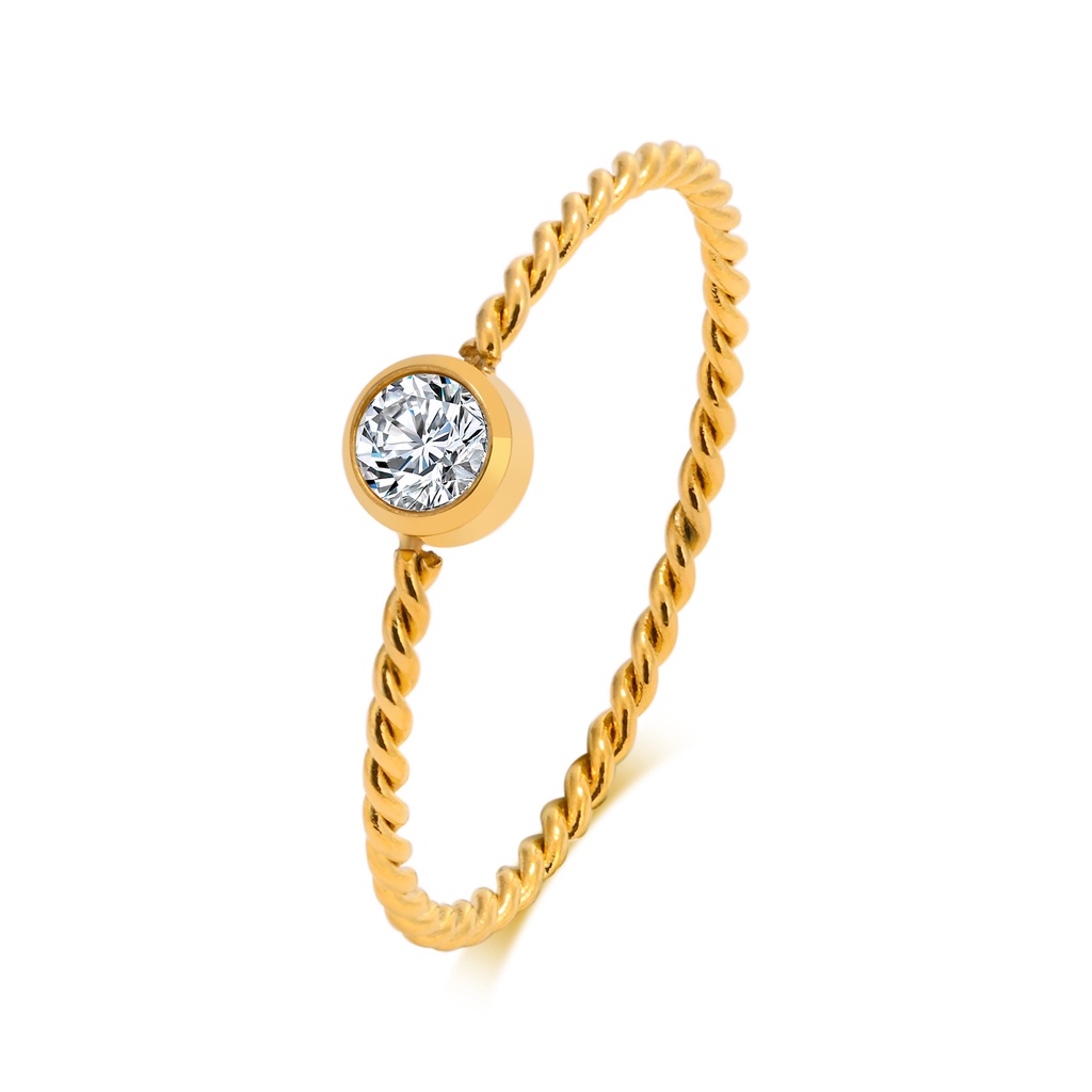 Nhẫn VNOX Thép Không Gỉ Đính Đá Zircon Màu Trắng Dành Cho Nữ