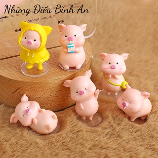 Heo Con trang trí ô tô, bàn làm việc, bánh kem đáng yêu dễ thương Sét 6 chú heo Những Điều Bình An