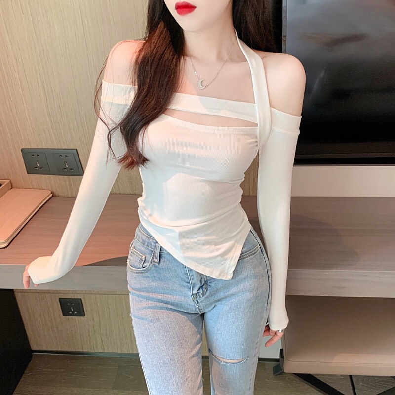 Áo Kiểu Hot Girl Khoét Ngực Thời Trang - Vải Borip Dày Mịn Thời Trang Hot Girl Hàn Quốc TTKXA0265