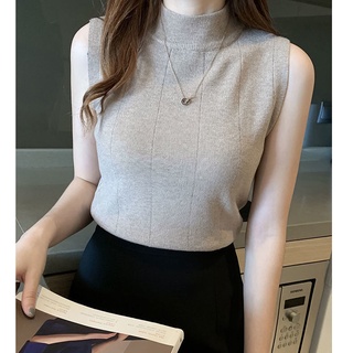 Áo len nữ không tay cổ cao 3p