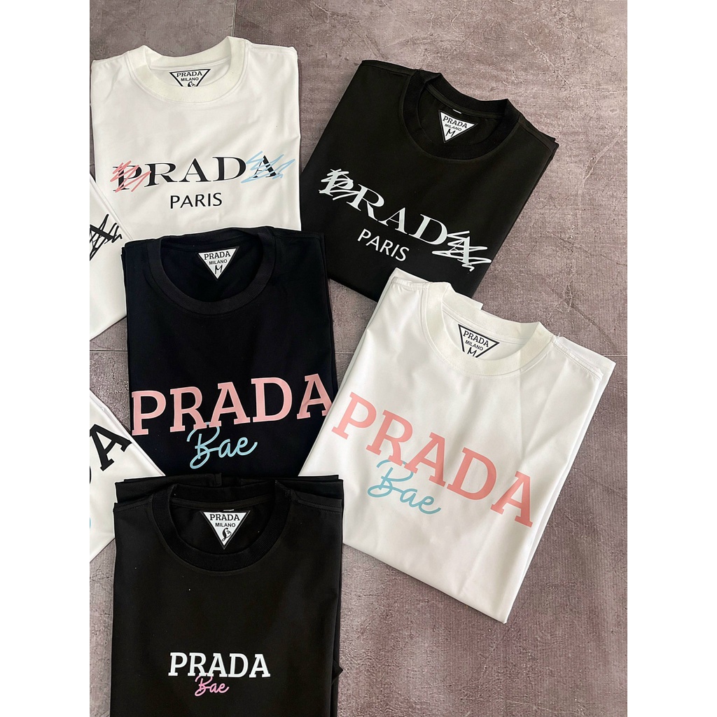 Áo thun PRADA , áo phông tay lỡ basic dáng rộng chất cotton dày dặn cho Nam và Nữ