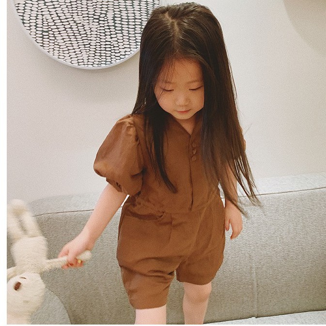 Jumsuit Cotton Mát Mẻ Kiểu Hàn Quốc Cho Bé Gái