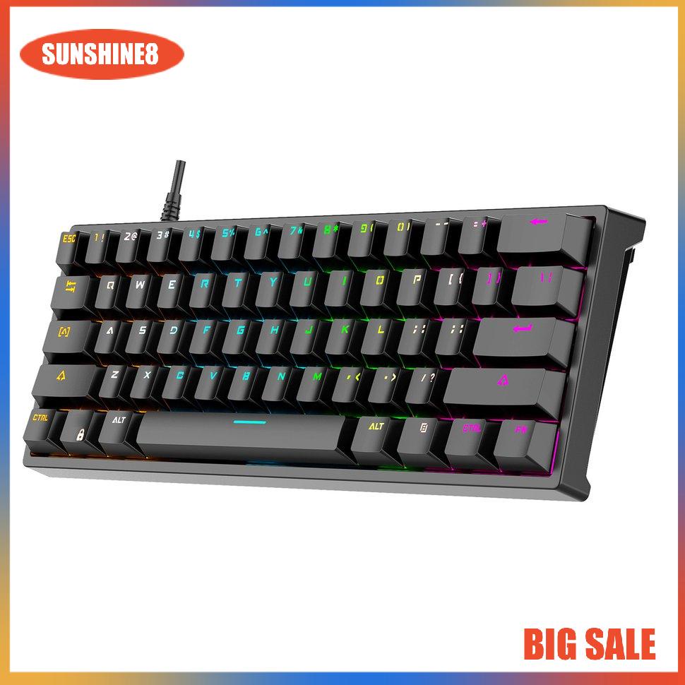 【SUN】Dây bàn phím G101 61-key Trục xanh Phát sáng RGB Bàn phím cơ học mát mẻ