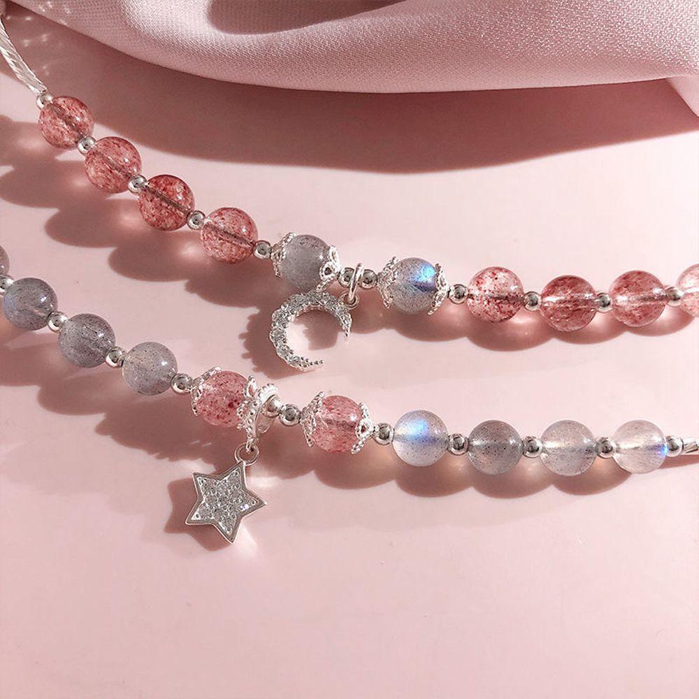 Quả Dâu Tây Bằng Nhựa Pvc Chất Lượng Cao|Vòng Tay Chuỗi Hạt May Mắn Hình Ngôi Sao Có Thể Điều Chỉnh Kích Cỡ Dành Cho Nữ