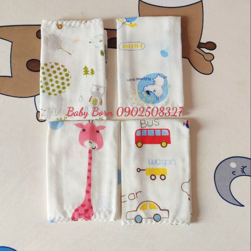 - Set 10 khăn sữa, khăn xô, khăn lau mặt in hình cao cấp cho bé Aiko, kích thước 25x30cm