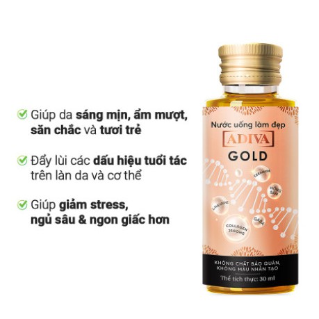 Hộp 14 Chai Nước Uống Làm Đẹp Collagen ADIVA GOLD (14 chai 30ml) - Nước uống trắng da | Thế Giới Skin Care