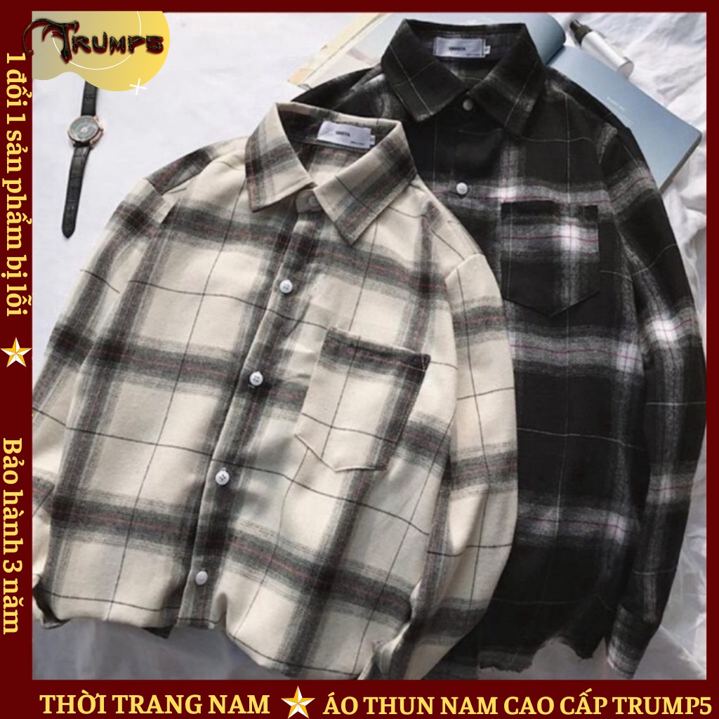 Áo Khoác Sơ Mi Caro Trà Sữa 👕DEAL SỐC👕 Vải Không nhăn, không xù, Không Phai Màu TRUMP5