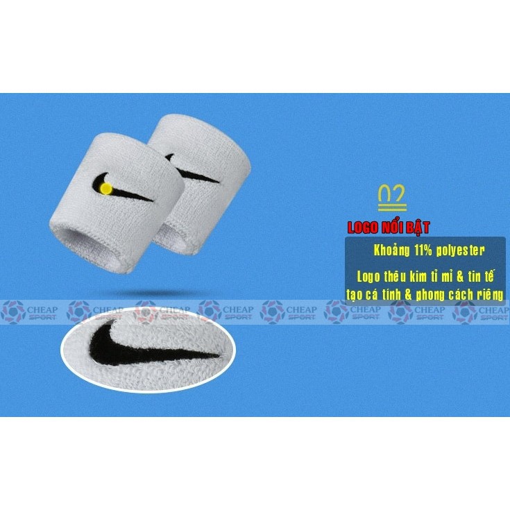 Băng Đeo Cổ Tay Nike Thấm Mồ Hôi Chất Liệu Cotton Mềm Mại Thoáng Khí Bảo Vệ Khi Chơi Thể Thao, Tập gym