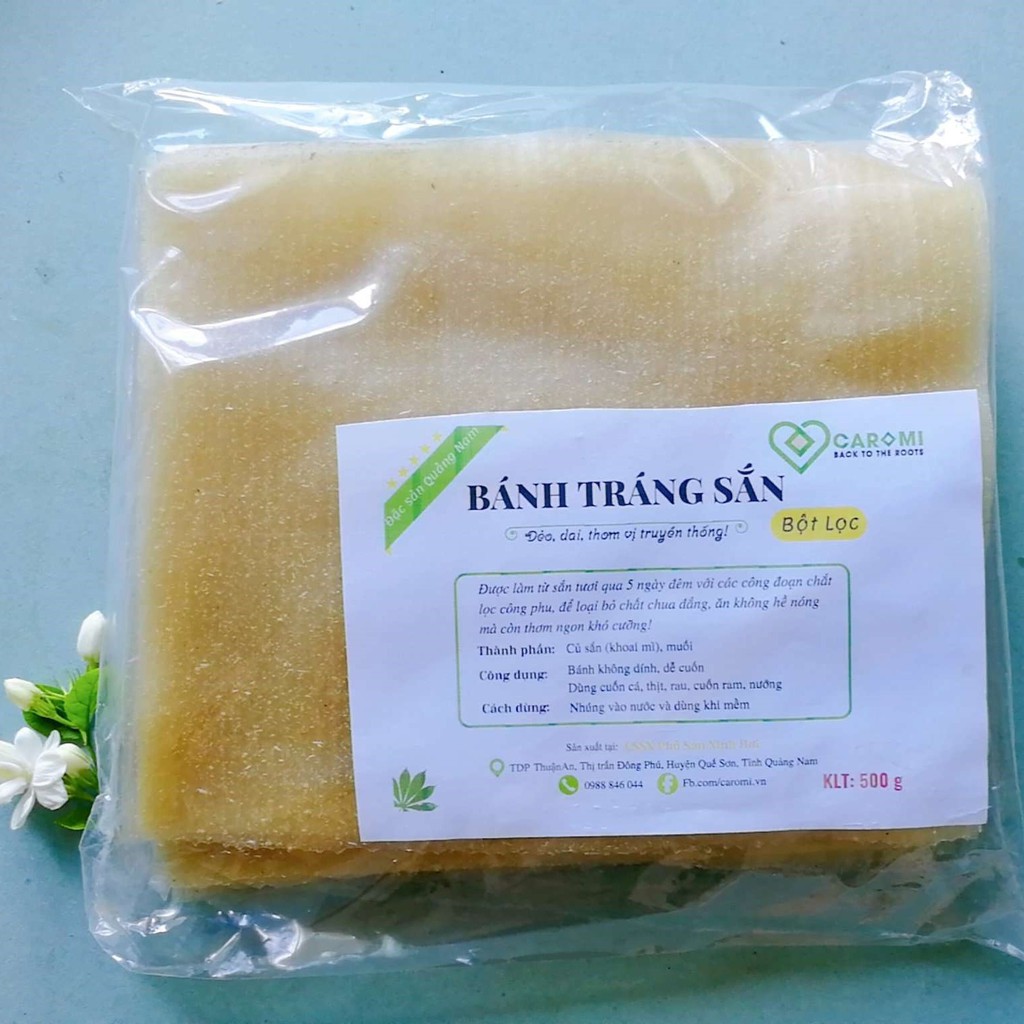 Bánh Tráng Sắn Caromi túi 500 g - Đặc sản Quảng Nam - 0 Fat Gluten-free dẻo dai mặn dùng cuốn gỏi ăn kiêng SALE OFF 34%