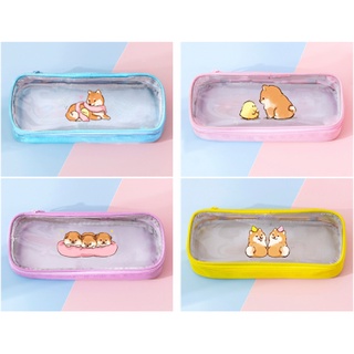Hộp bút trong in hình chó Shiba HBTI15 hộp bút dễ thương