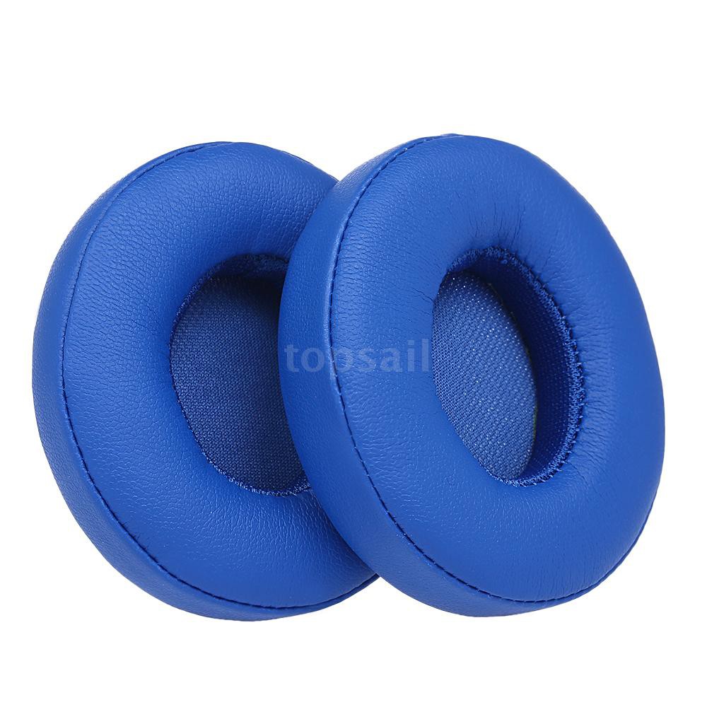 ☪Top☪ 2Pcs Replacement Earpads Ear Pad Cushion for Beats Solo 2 / 3 On Ear Wireless Headphones Blue