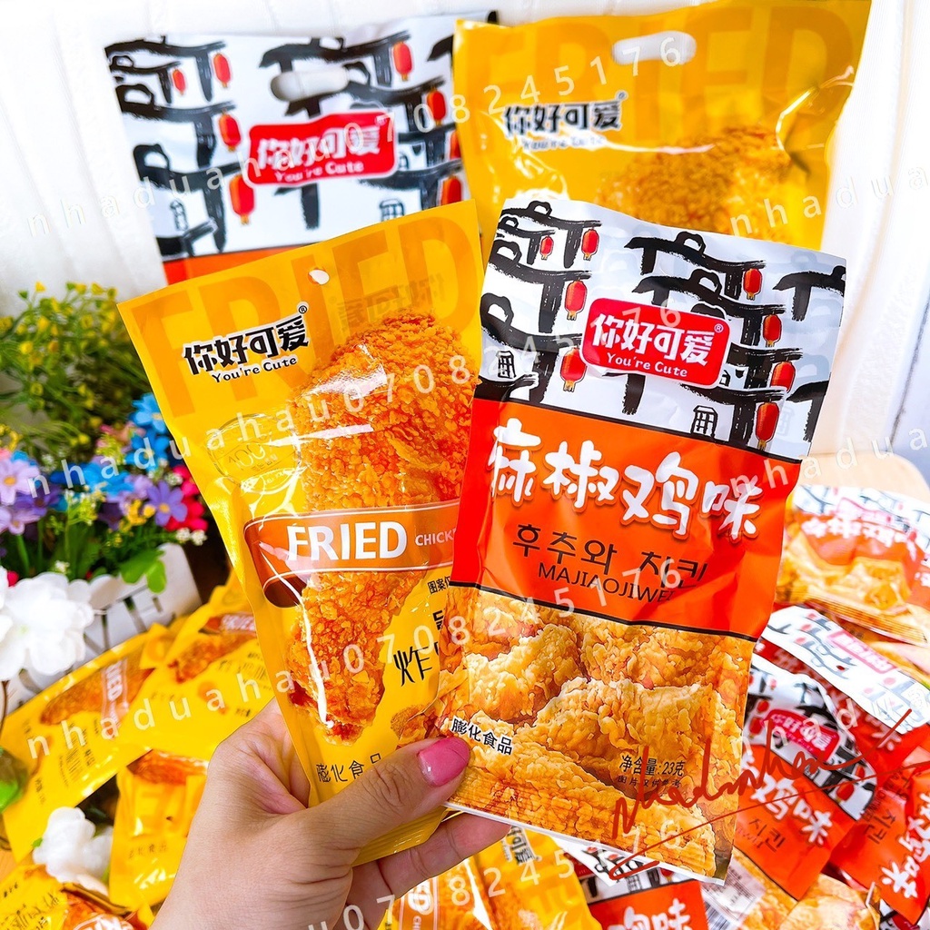 HOT- Một gói bimbim/ snack đùi gà rán gói to khổng lồ 500gam Fried Hongkong (gồm 20 gói nhỏ bên trong)