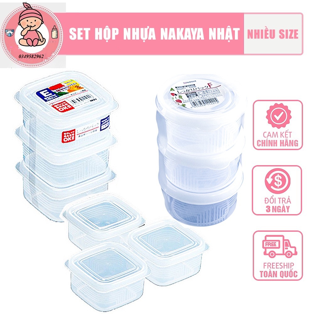 Set 3 hộp trữ Đồ Ăn Dặm NAKAYA của Nhật cho bé