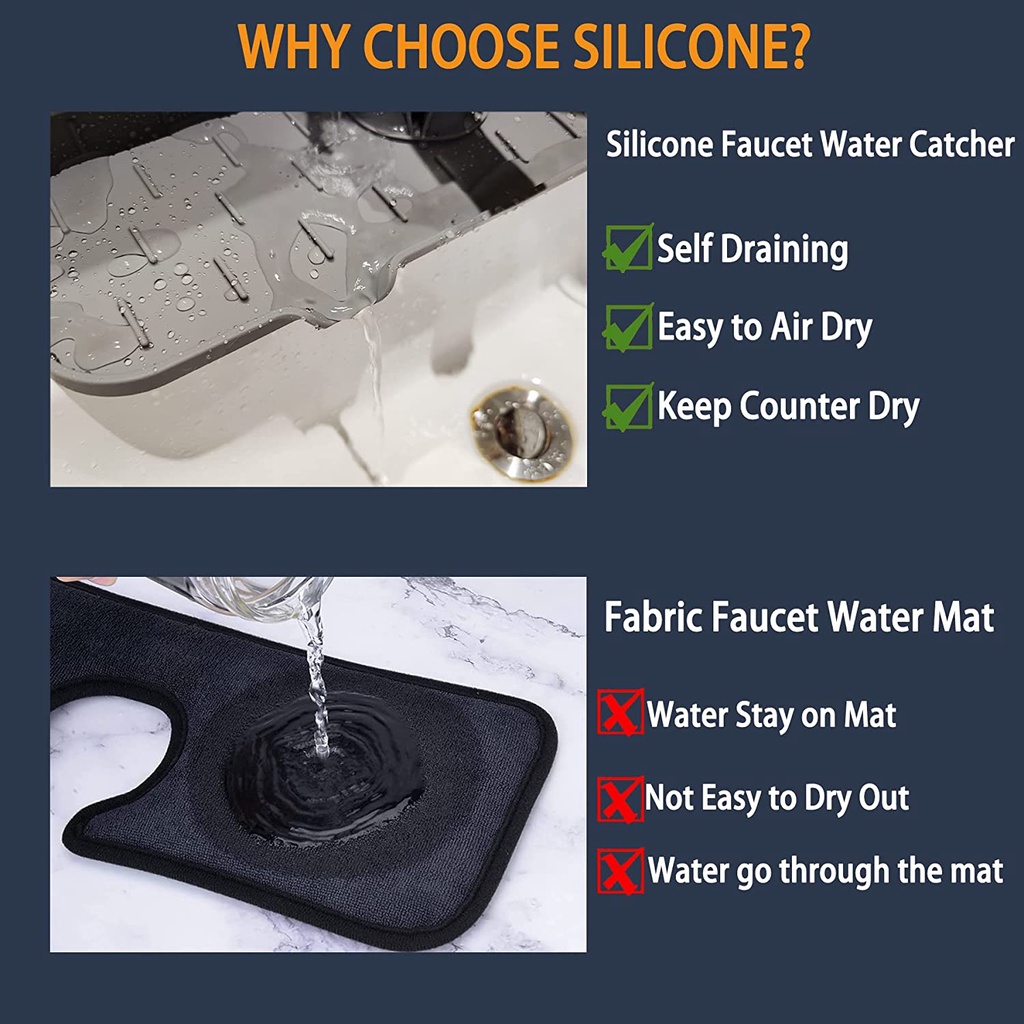 Thảm silicone gắn vòi nước bồn rửa chén nhà bếp tiện dụng