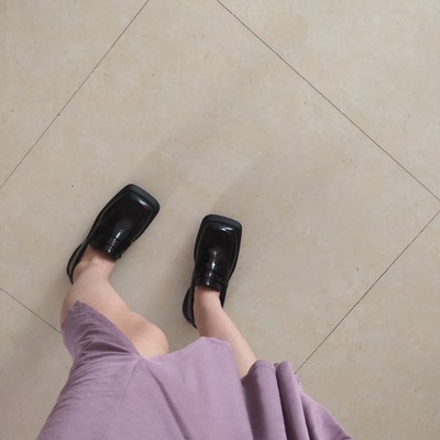 Giày loafer mũi vuông đế dày ulzzang 2021 phomg cách retro Pháp