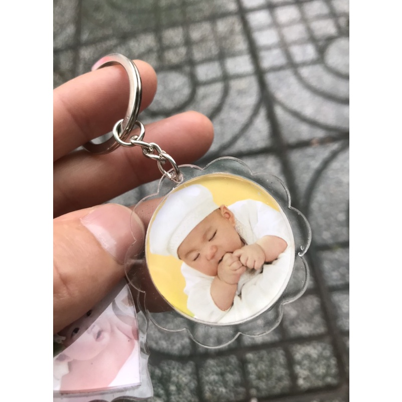 MÓC KHÓA viền hoa văn mica trong suốt  dày 6mm IN HÌNH THEO YÊU CẦU - chất liệu mica 3mm x 2 mặt = 6mm dày siêu đẹp, hàn