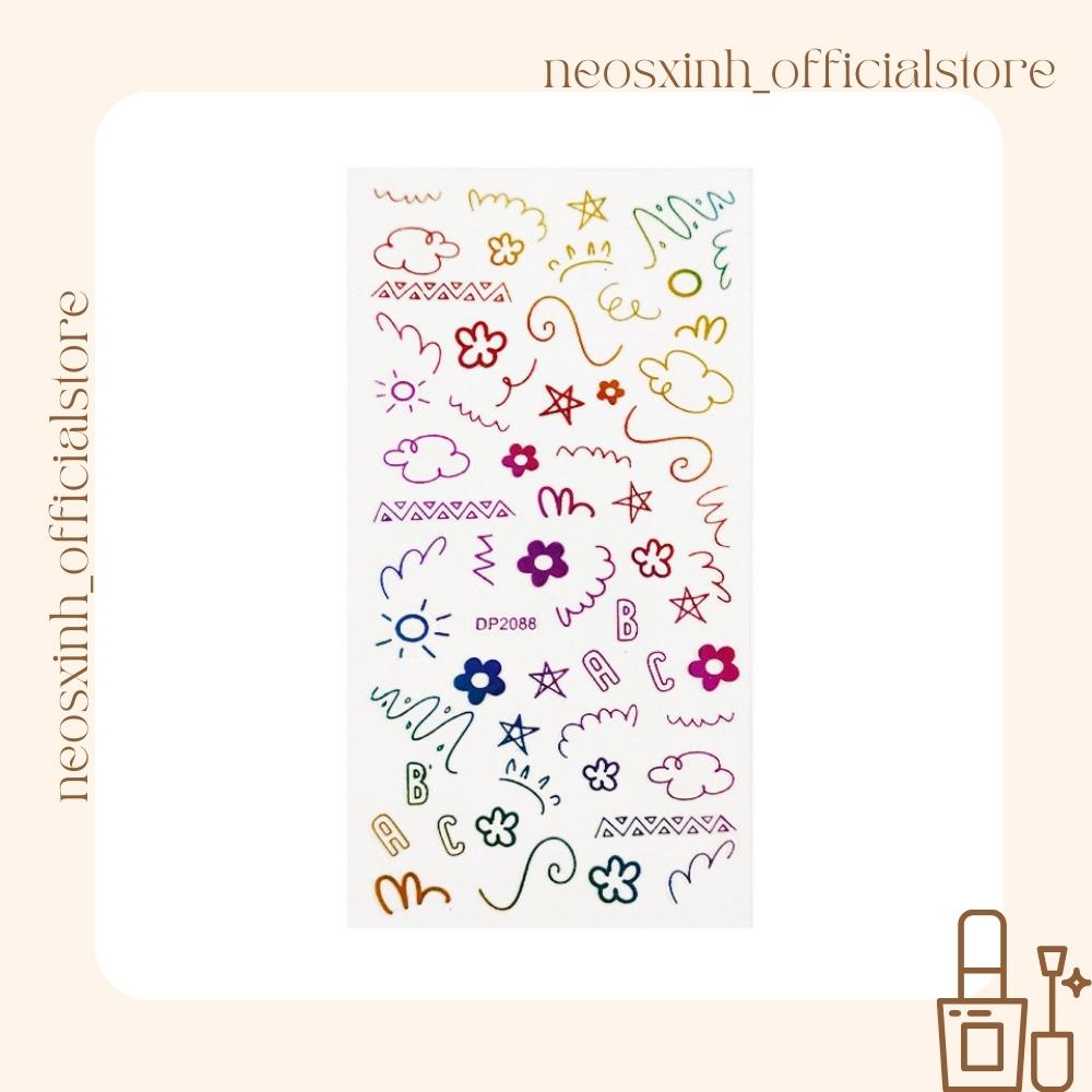 Sticker Dán Móng Tay Mèo Cầu Vòng DP2087-2094 Cute Hot Trend - Hình Dán Móng - Neosxinh Nails