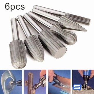 Bộ 6 mũi phay mài khắc nghề làm gỗ lũa HSS chân 6mm