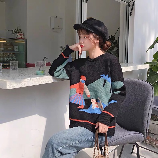 🌈Áo len hoạ tiết trẻ trung  ☘️Free size   Giá sale còn #260k💋