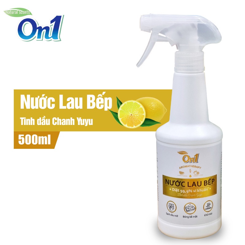 Nước lau bếp năng On1 500ml N6701 tinh dầu chanh Yuzu giúp làm sạch bụi bẩn, dầu mỡ, cặn bám lâu ngày