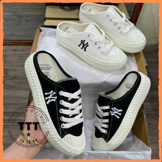 Giày sục ny đạp gót đen, sục ny đen, sục hoạ tiết mono, sục 𝐌𝐋𝐁 đạp gót
