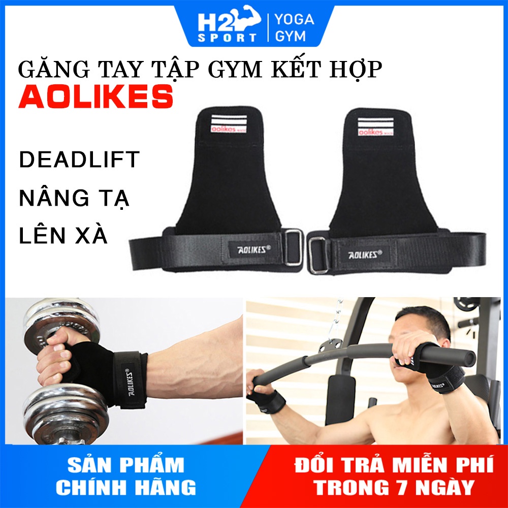 Găng Tay Tập Gym - Dây kéo lưng Aolikes Hỗ trợ nâng tạ, lên xà, Deadlift