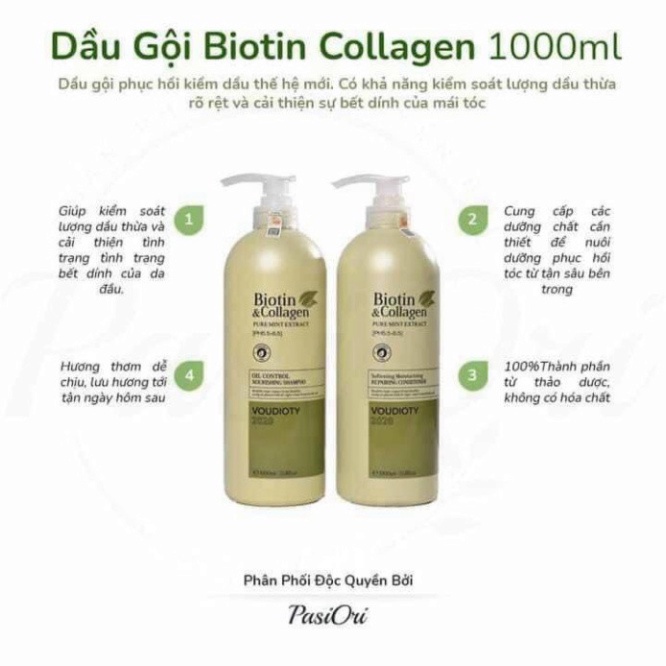 Dầu Gội xả (cặp) collagen & Biotin XANH LÁ, XANH DƯƠNG, VÀNG, TRẮNG Kiềm Dầu phục hồi hư tổn ,khô xơ, chống rụng mới