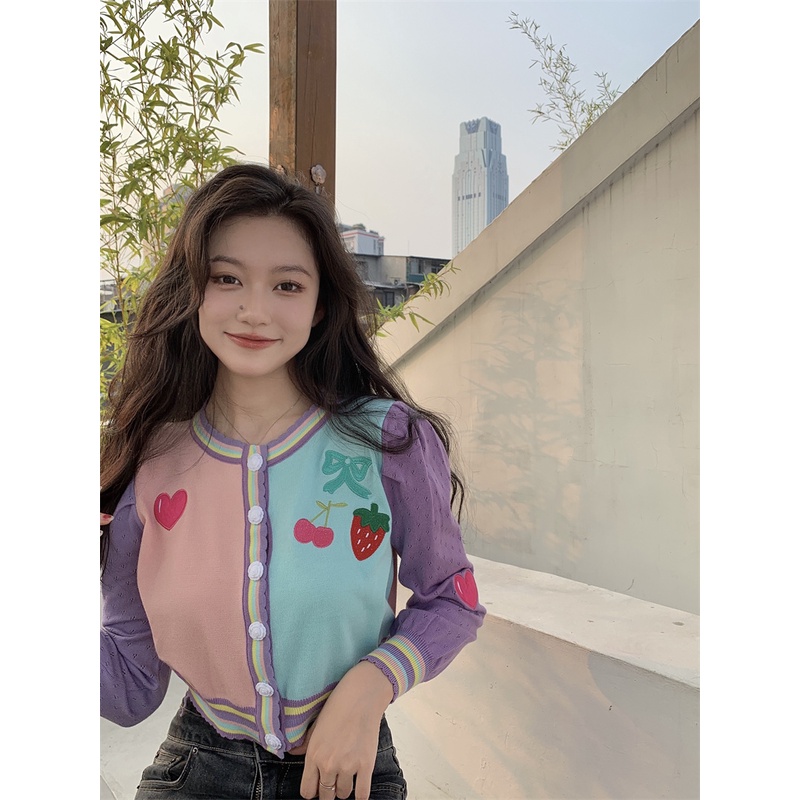 Cocory vn Áo khoác cardigan dệt kim tay dài thêu họa tiết thời trang Hàn Quốc cho nữ | BigBuy360 - bigbuy360.vn