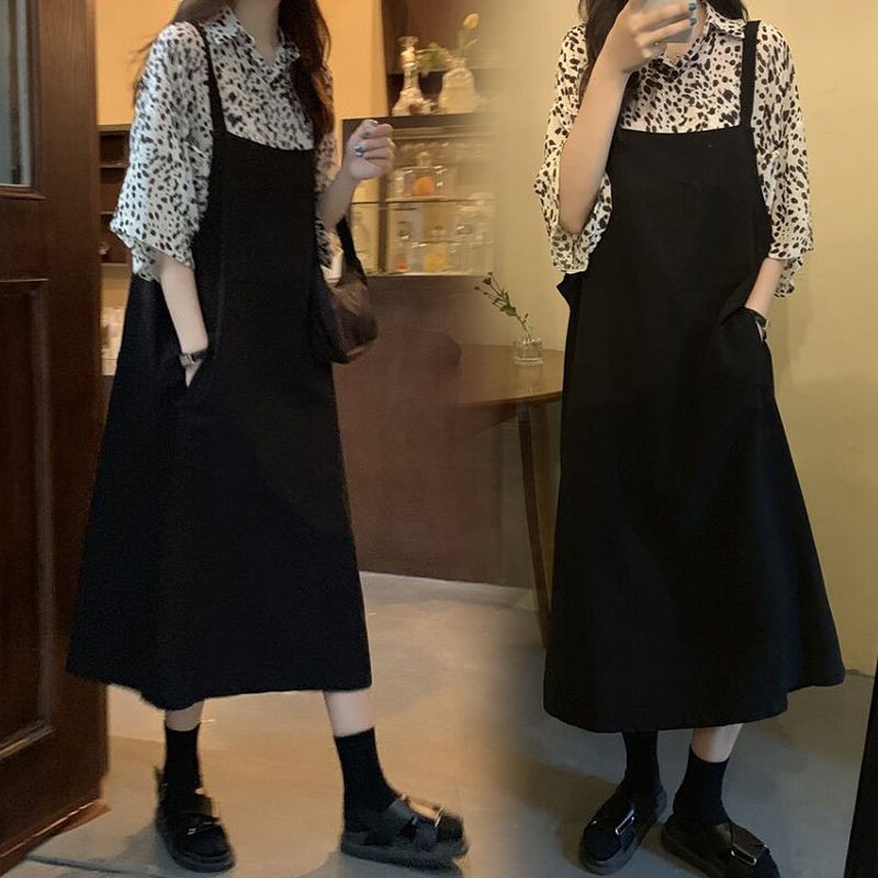 ✟●Quần áo bà bầu, bộ đồ mùa hè, đầm, sơ mi, kiểu tây rộng rãi, váy, xuân màu đỏ thuần đồ, phong cách thời trang