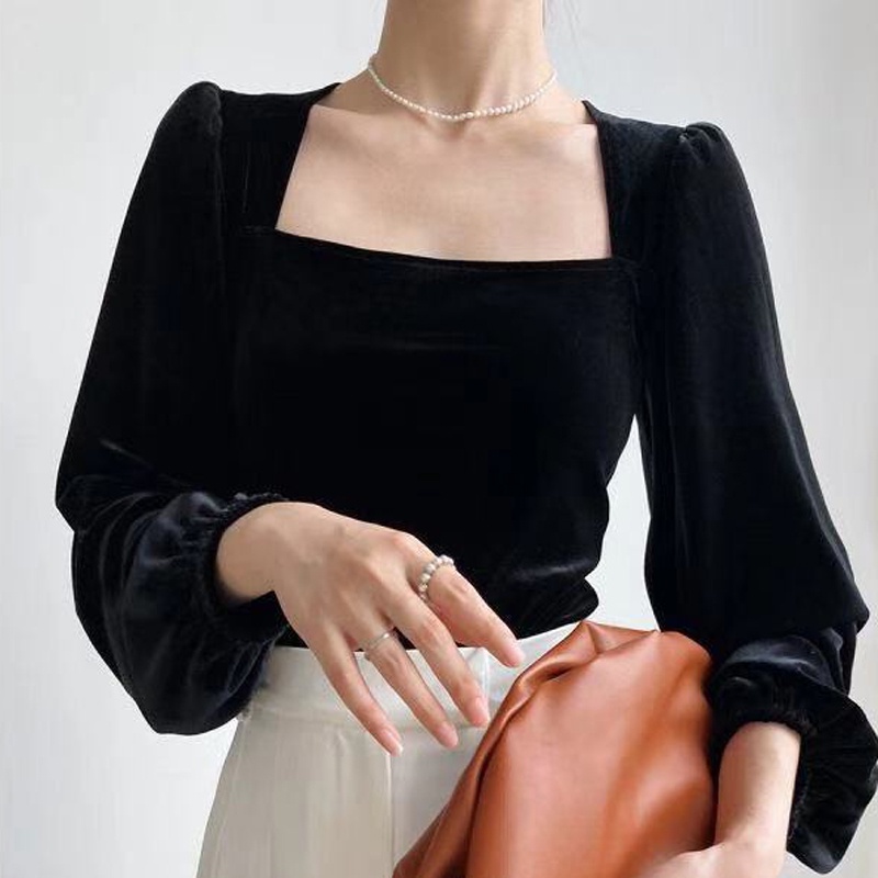 Áo kiểu IELGY tay dài phồng cổ vuông thời trang dành cho nữ