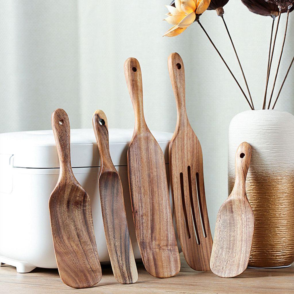 NICKOLAS Muỗng Gỗ Tự Nhiên Chuyên Dụng Cho Nấu Ăn