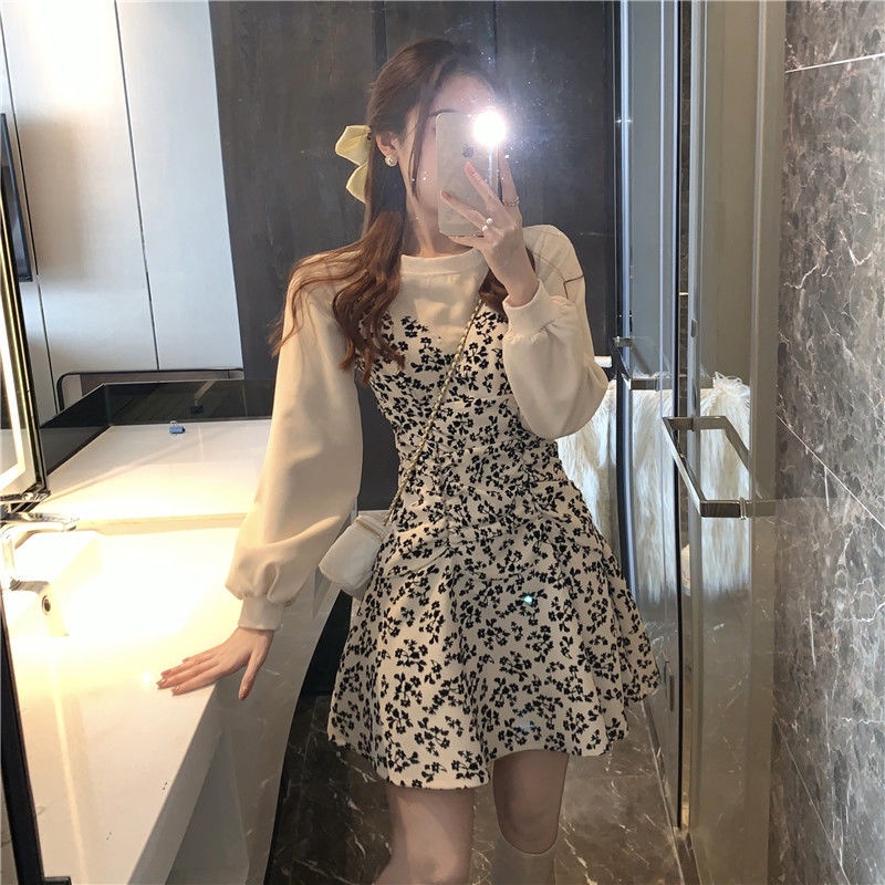 Đầm hoa giả hai mảnh thiết kế mới xinh xắn thời trang