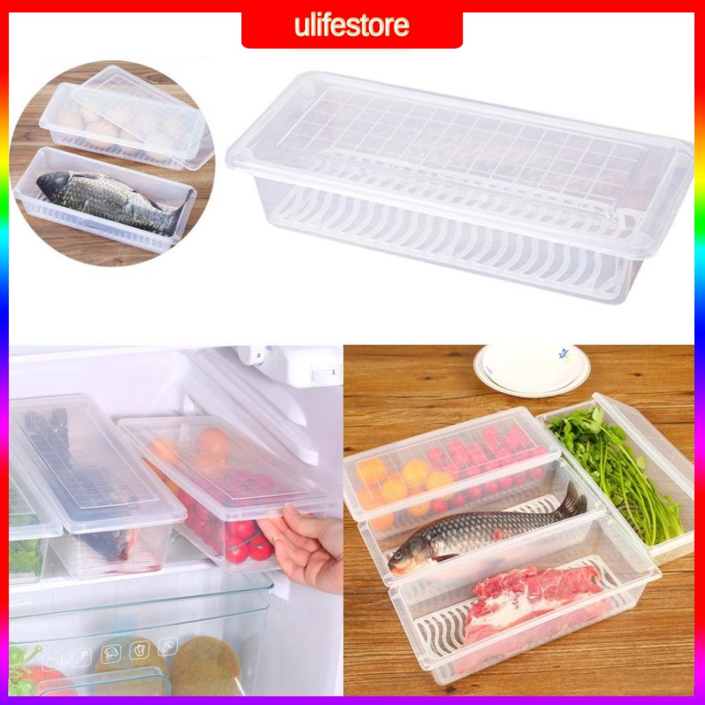 Thực phẩm Lưu Trữ Box Với Tháo Rời Thoát Nước Khay/Tủ Lạnh Lưu Trữ Tổ Chức Tủ Đông Container Tủ Đông ULIFE
