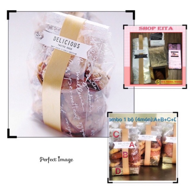 đồ đựng bánh kem [FREESHIP❤️] Combo 100bộ (1bộ đầy đủ 4 món): túibánh cookie