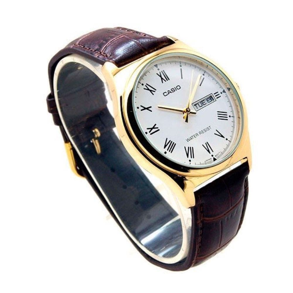 Đồng Hồ Quartz Nữ Casio WATCHSTORE LTP-V006GL-7BUDF Thiết Kế Mặt Tròn Kính Khoáng 25mm, Dây Da, Vỏ Thép Không Gỉ