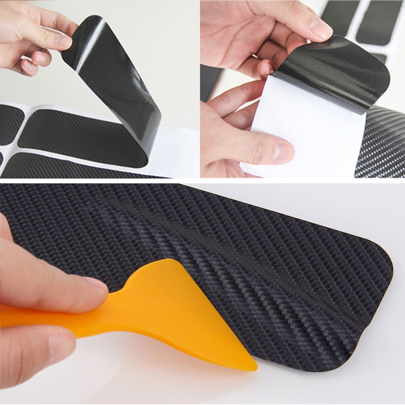 Bộ 4 Miếng Dán In Họa Tiết Sợi carbon 3D Bảo Vệ Cửa Xe Hơi Chống Trầy Tiện Dụng