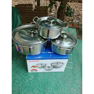 [CHÍNH HÃNG] Bộ nồi sharp 3 chiếc dùng cho cả bếp từ