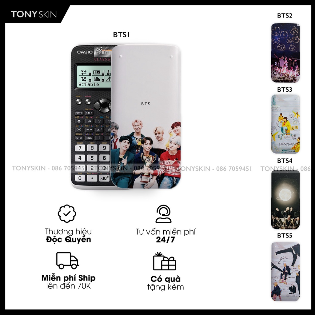 Skin dán máy tính CASIO In Hình BTS Bộ 1 (Casio 570 / Casio 570-2nd/ Casio 580 /Vinacal..) btsb1