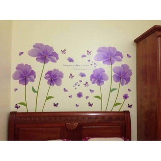 decal dán tường bộ đôi hoa tím