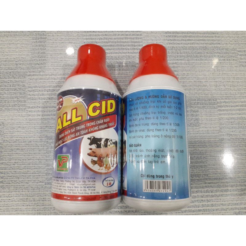 Sát trùng chuồng trại Allcid 500ml, Allcid lít, APA Cleatn
