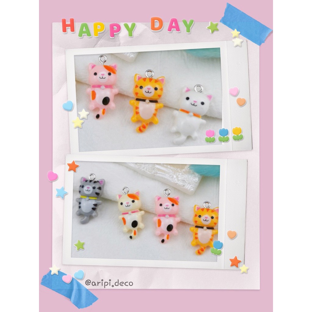 Charm mèo đuôi dài B43 /Nguyên liệu làm phụ kiện handmade / resin