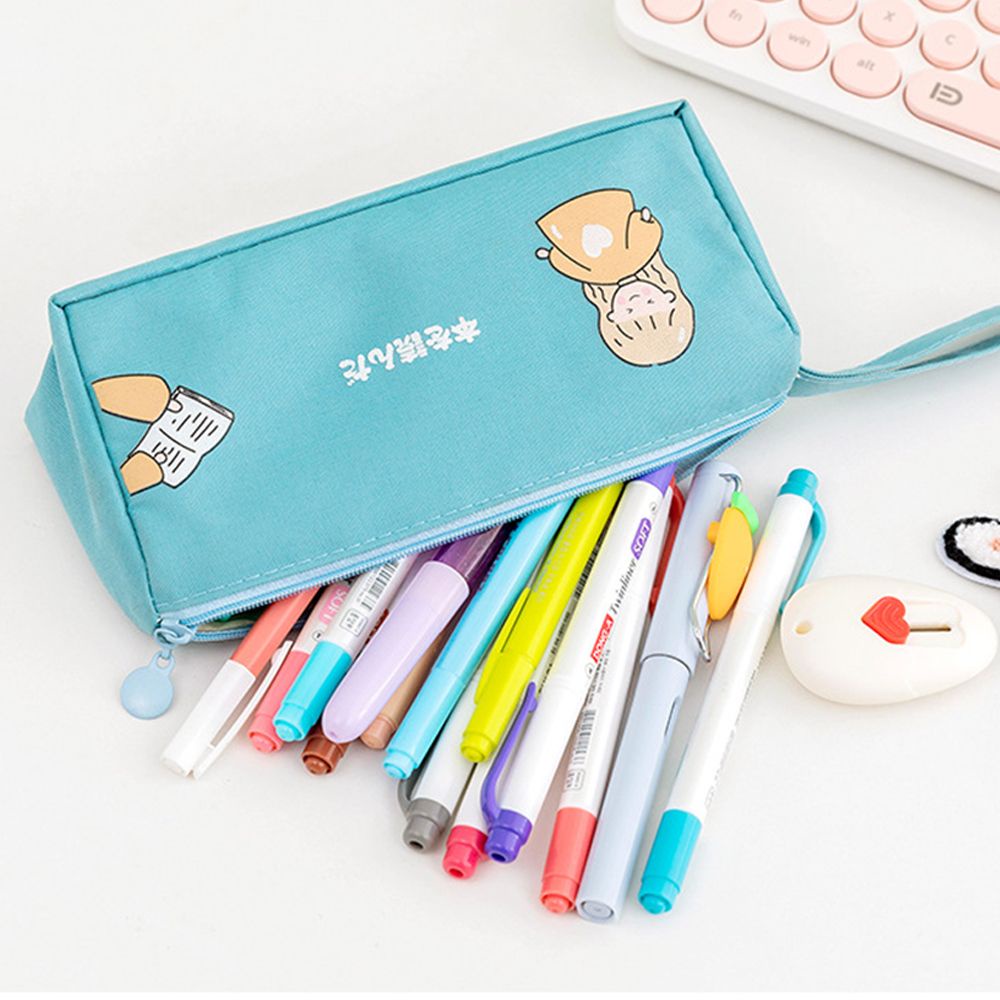 Túi đựng bút/ mỹ phẩm bằng vải oxford chống thấm nước sức chứa lớn in họa tiết hoạt hình nhiều màu sắc dễ thương