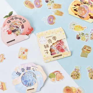 Zanmo Set 40 nhãn dán washi sticker thức ăn đáng yêu