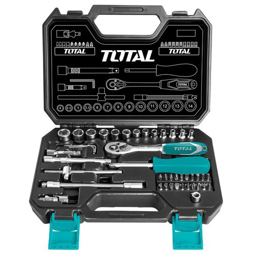 Bộ tuýt 45 chi Tiết 1/4 inch và cần siết 2 chiều TOTAL THT141451