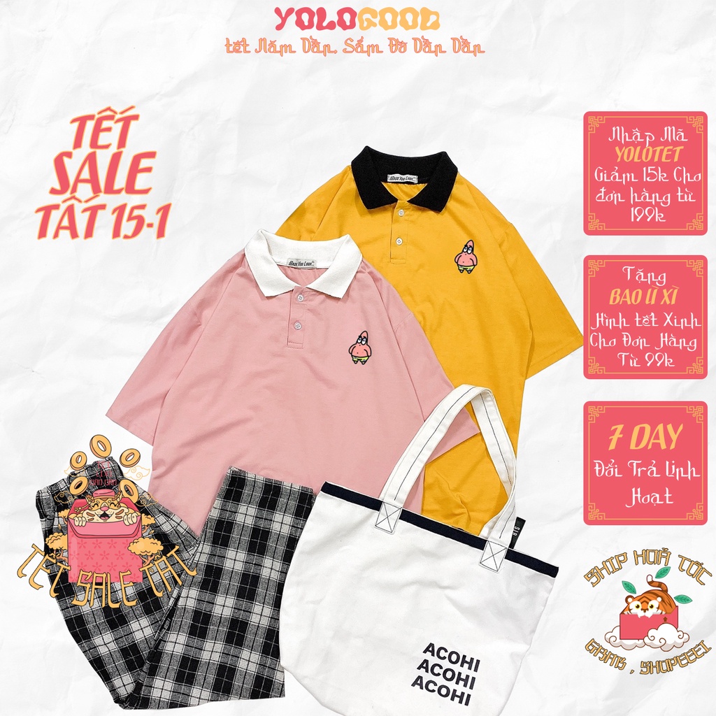 Áo thun Polo tay lỡ 🧀 BABY PATRICK 🧀 phông Unisex nam nữ tee oversize form rộng pull Ulzzang Streetwear Hàn Quốc vải mềm