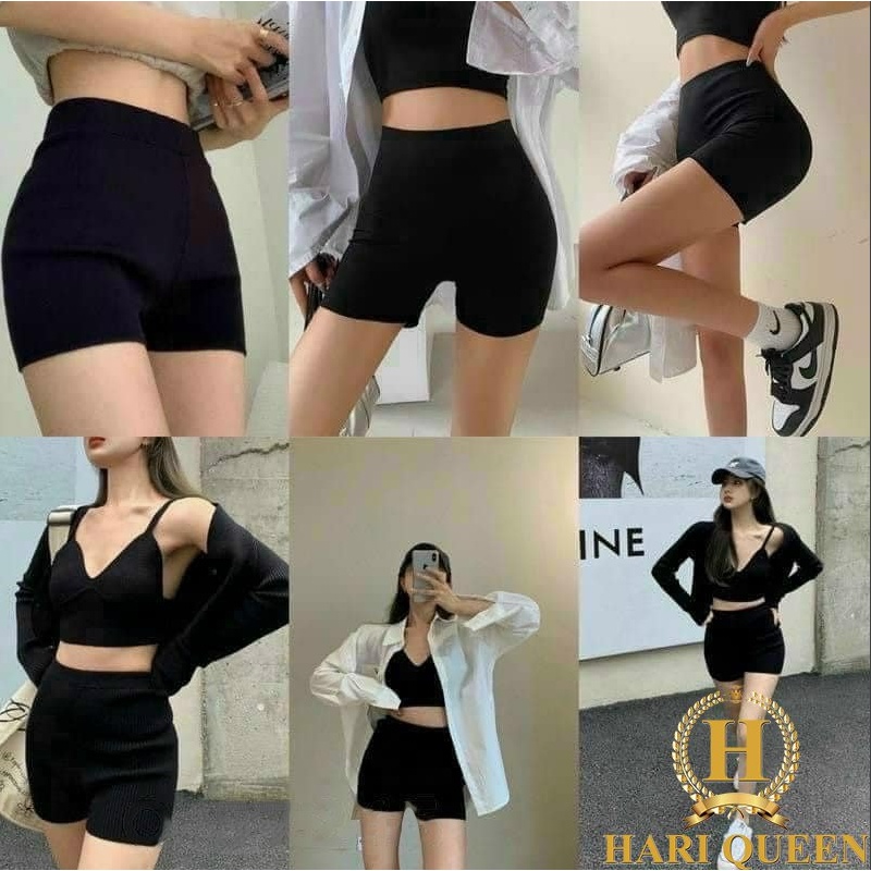 Quần Legging Đùi Yoga Nữ- Short body dáng ôm- Phong cách thể thao sporty cá tính Ulzzang HARI