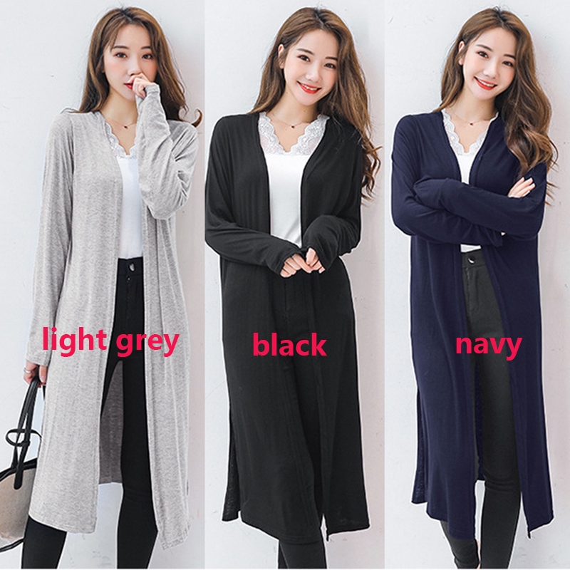 Áo Khoác Cardigan Dáng Dài Xẻ Tà Thời Trang Cho Nữ[Quà tặng miễn phí