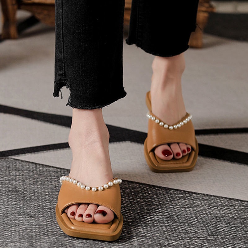 Dép Xỏ Ngón Đính Ngọc Trai Thời Trang Mùa Hè 2022 Dành Cho Nữ