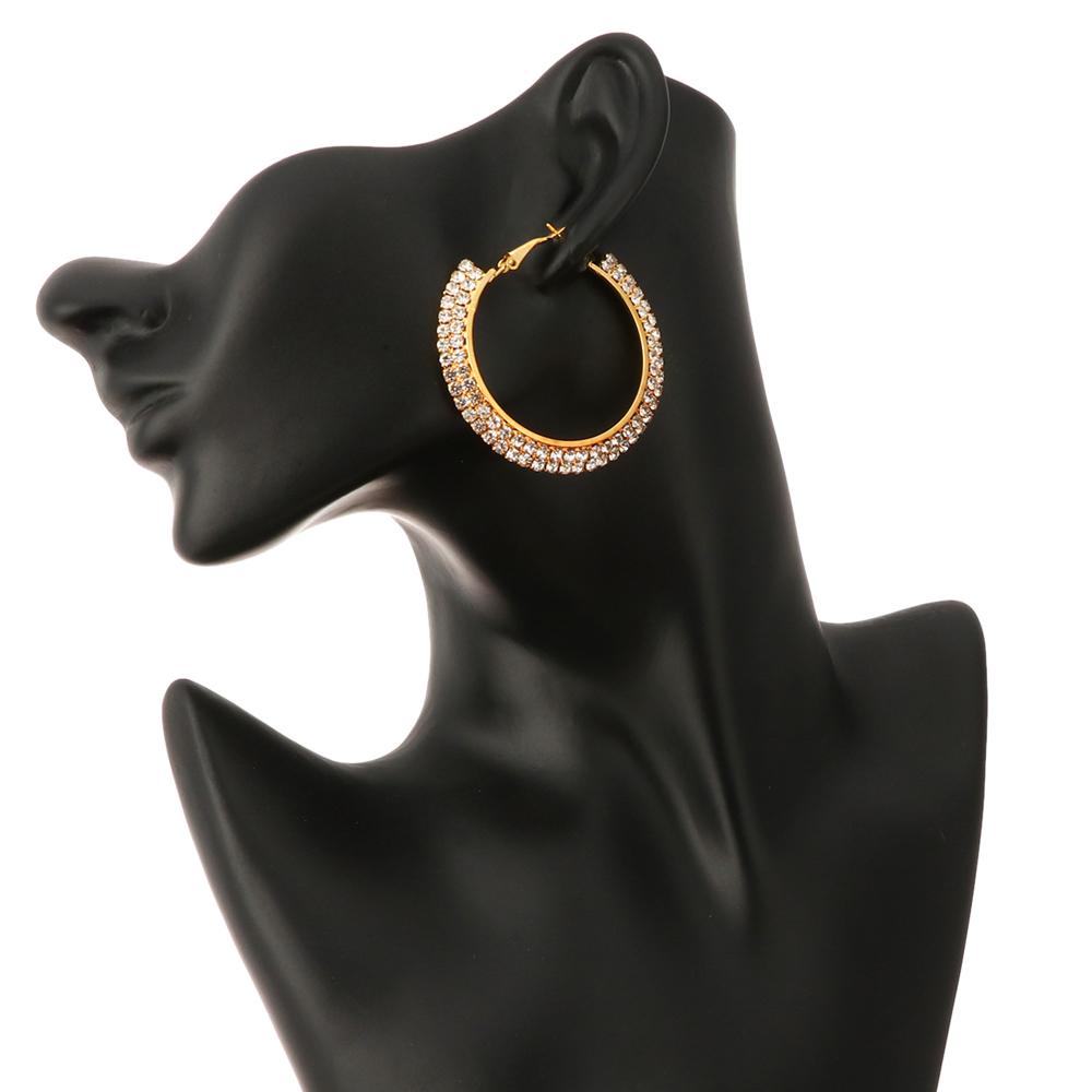 ORIENTLII Khuyên Tai Tròn Lớn Đính Đá Pha Lê